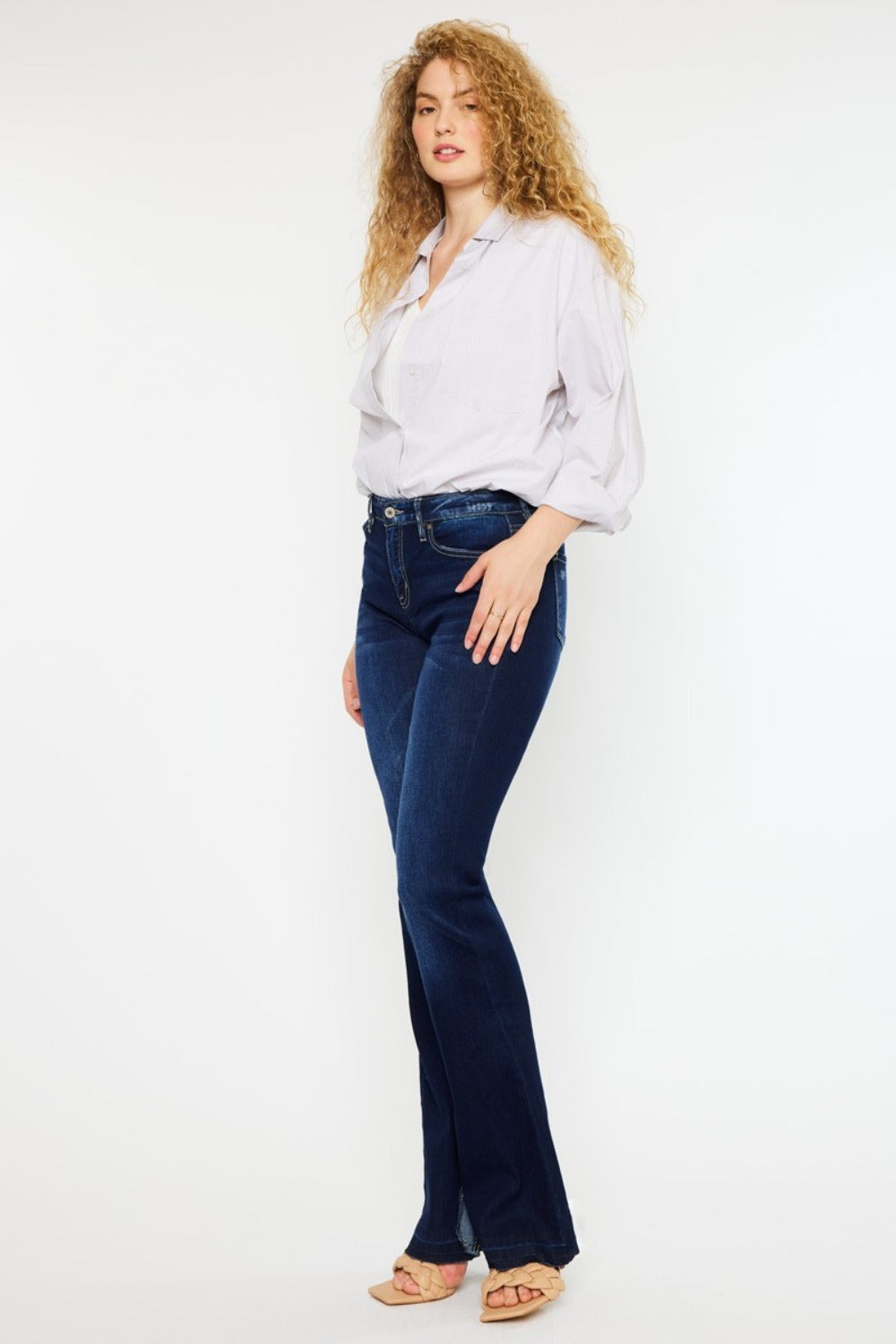 Kancan Mid Rise Slim Flare Jeans - The Ruffled Bull Boutique