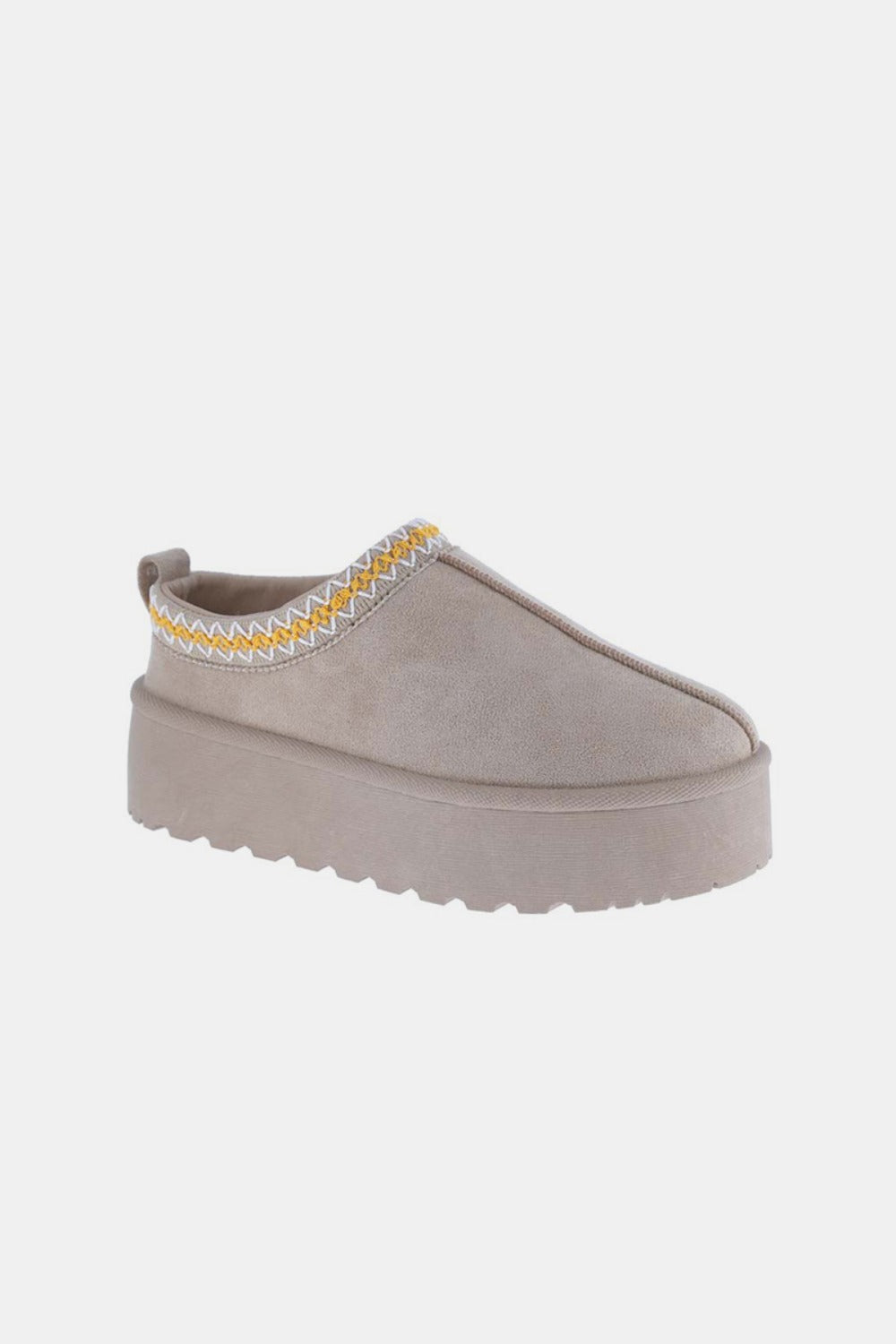 Weeboo Platform Embroidered Trim Slip-On Boots - The Ruffled Bull Boutique