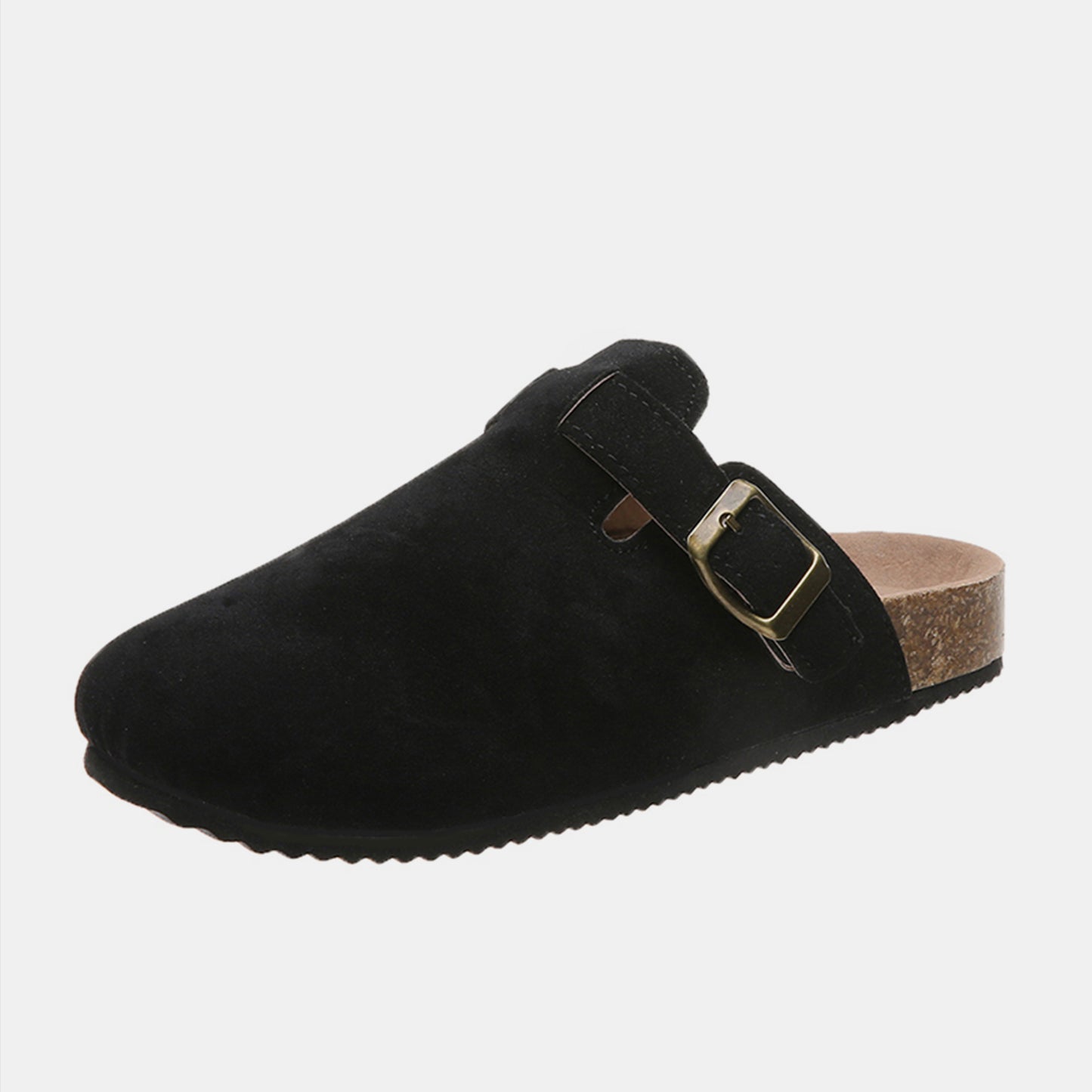 Suede Closed Toe Buckle Slide - The Ruffled Bull Boutique