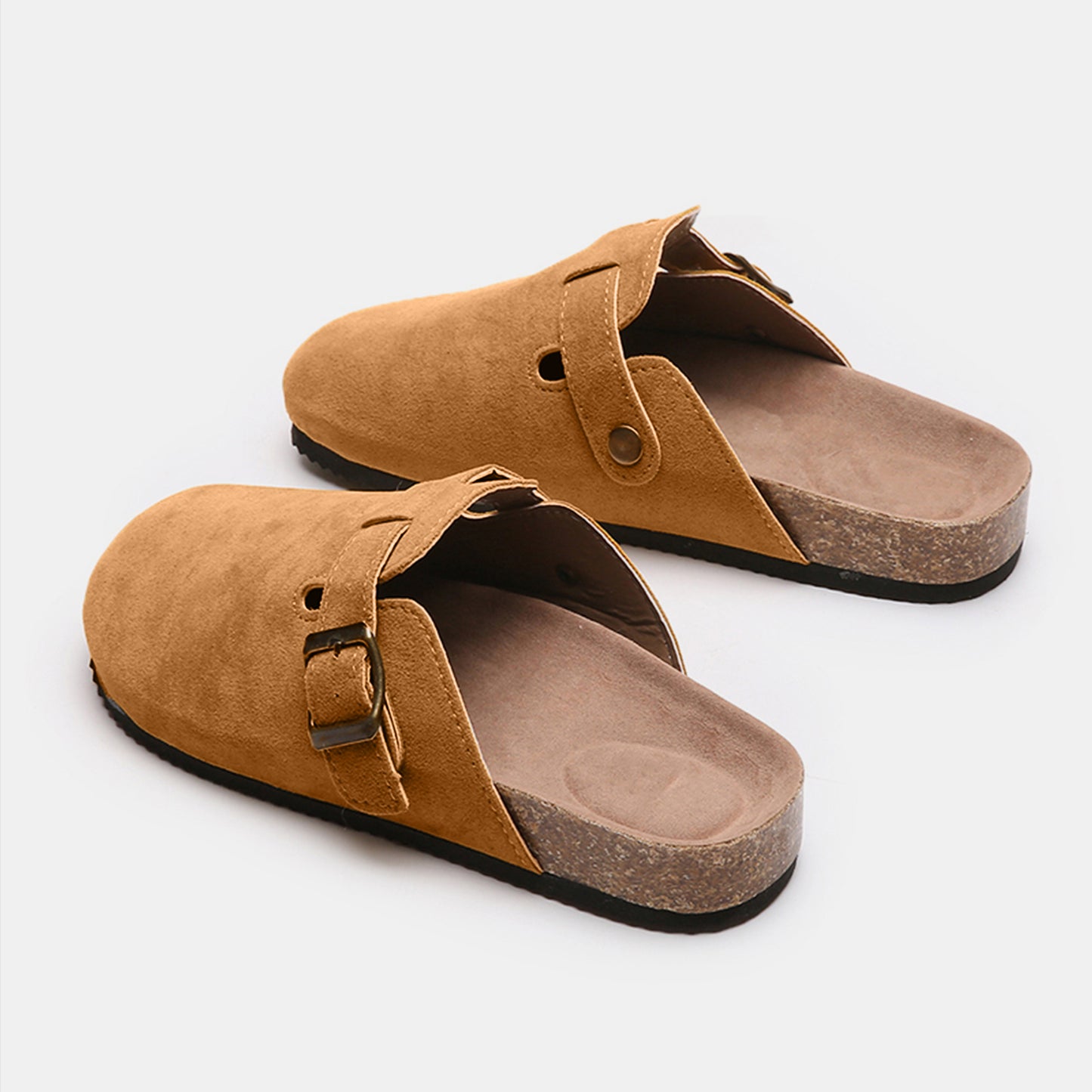 Suede Closed Toe Buckle Slide - The Ruffled Bull Boutique