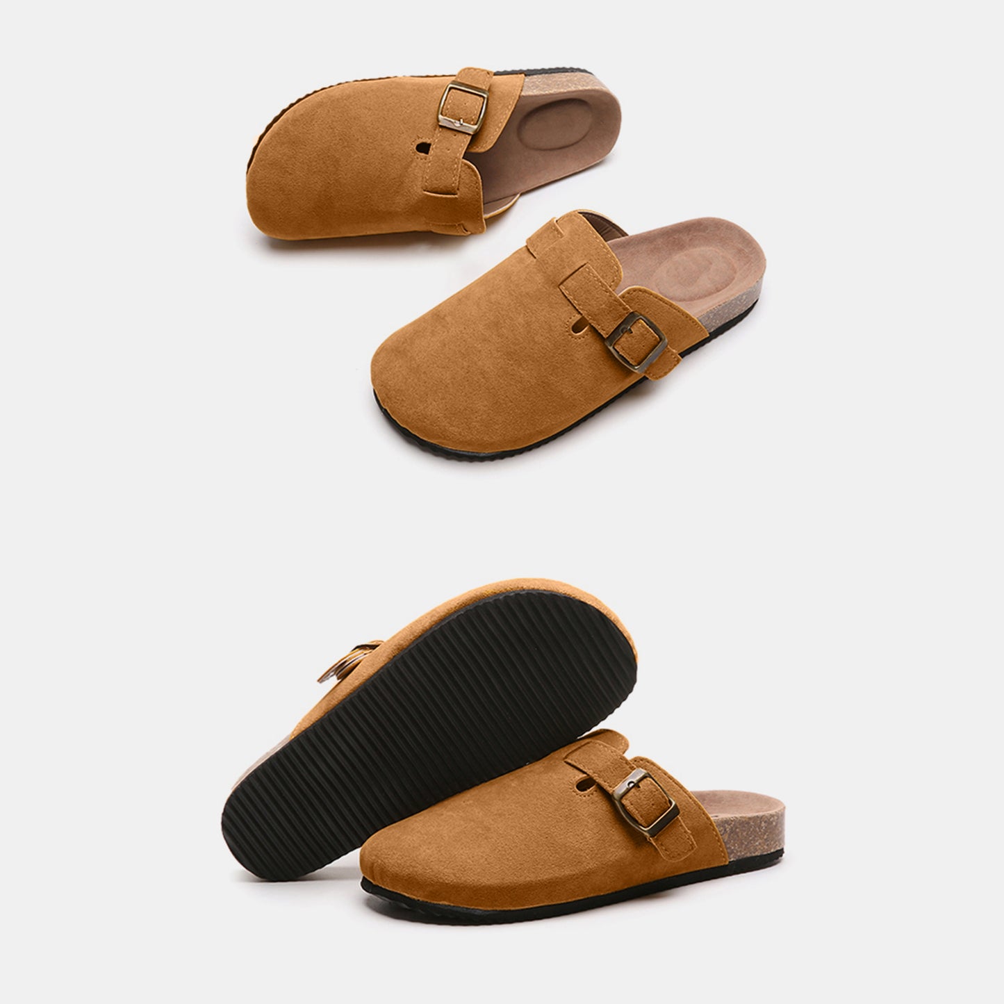 Suede Closed Toe Buckle Slide - The Ruffled Bull Boutique