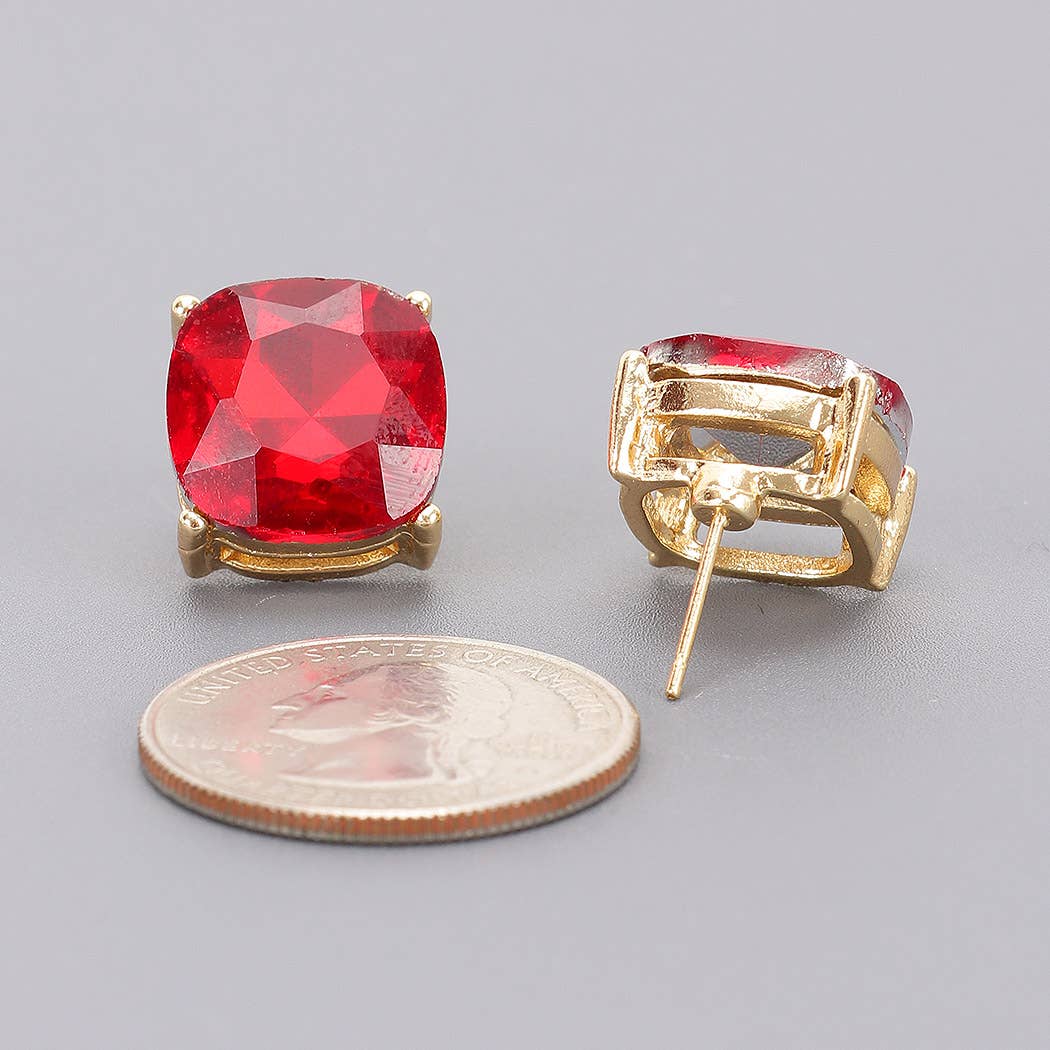 Square Crystal Stud Earrings - The Ruffled Bull Boutique