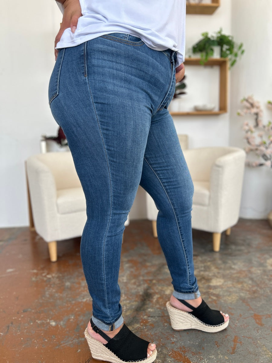 Judy Blue Full Size Cuffed Hem Skinny Jeans - The Ruffled Bull Boutique