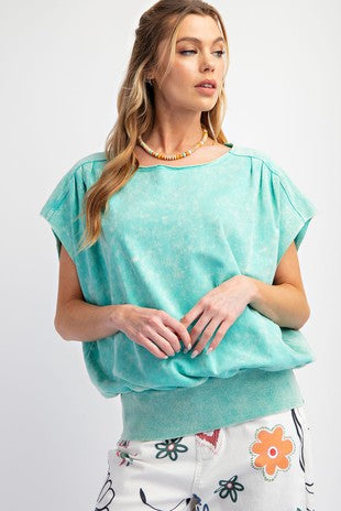 MINERAL WASHED BANDED BOTTOM TOP - The Ruffled Bull Boutique