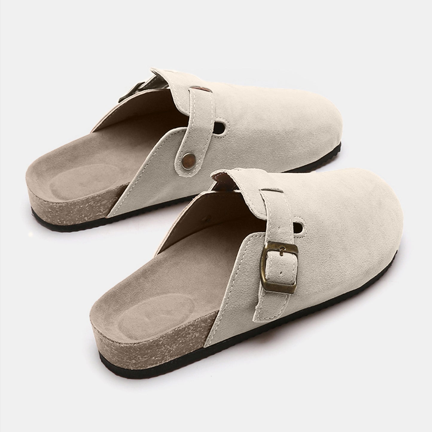 Suede Closed Toe Buckle Slide - The Ruffled Bull Boutique