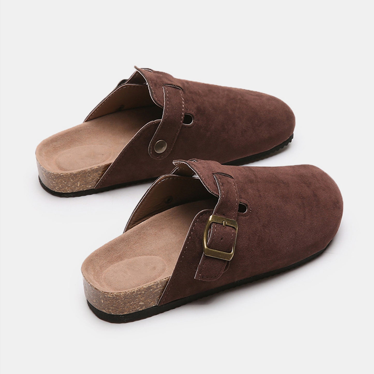 Suede Closed Toe Buckle Slide - The Ruffled Bull Boutique