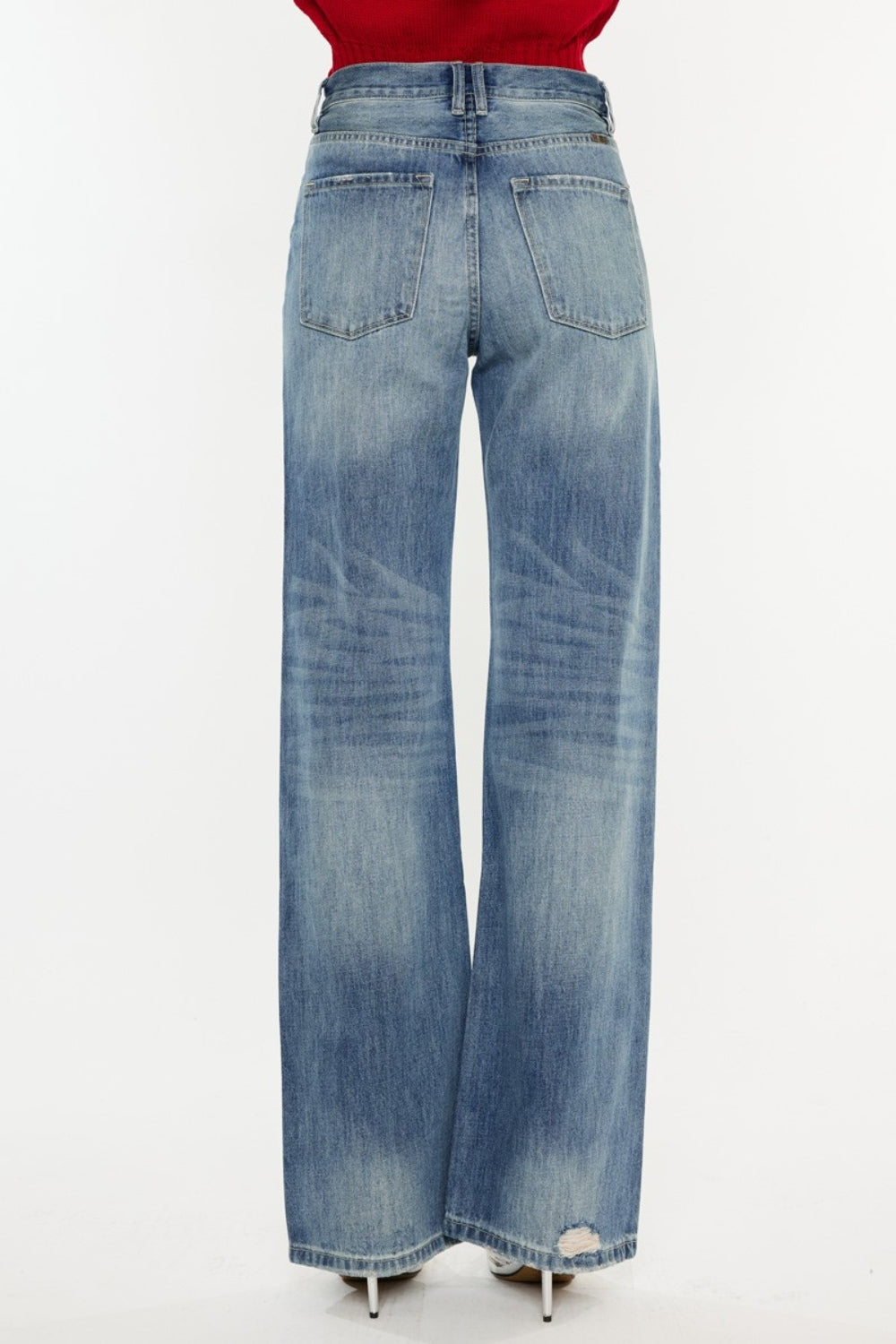Kancan Distressed High Waist Bootcut Jeans - The Ruffled Bull Boutique