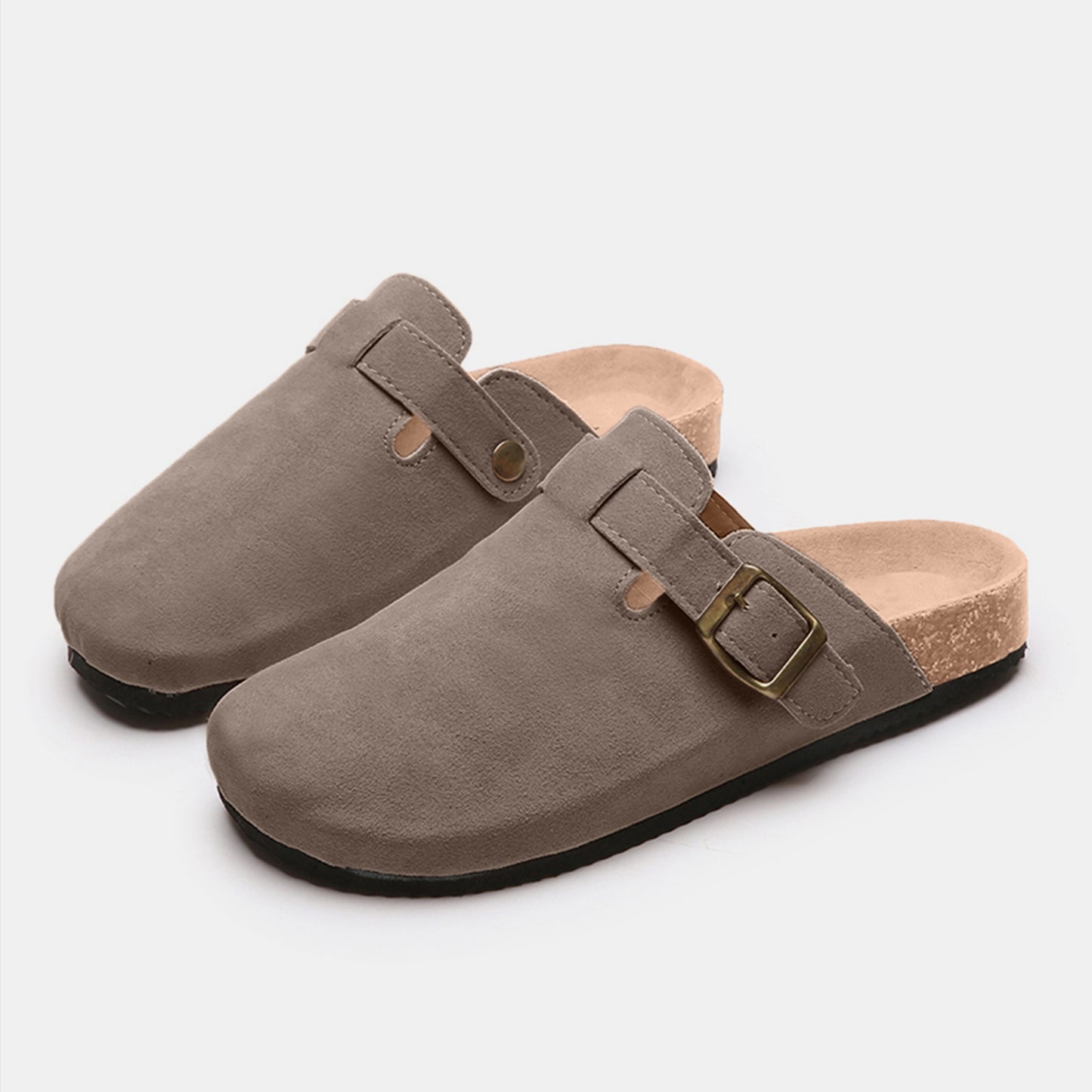 Suede Closed Toe Buckle Slide - The Ruffled Bull Boutique