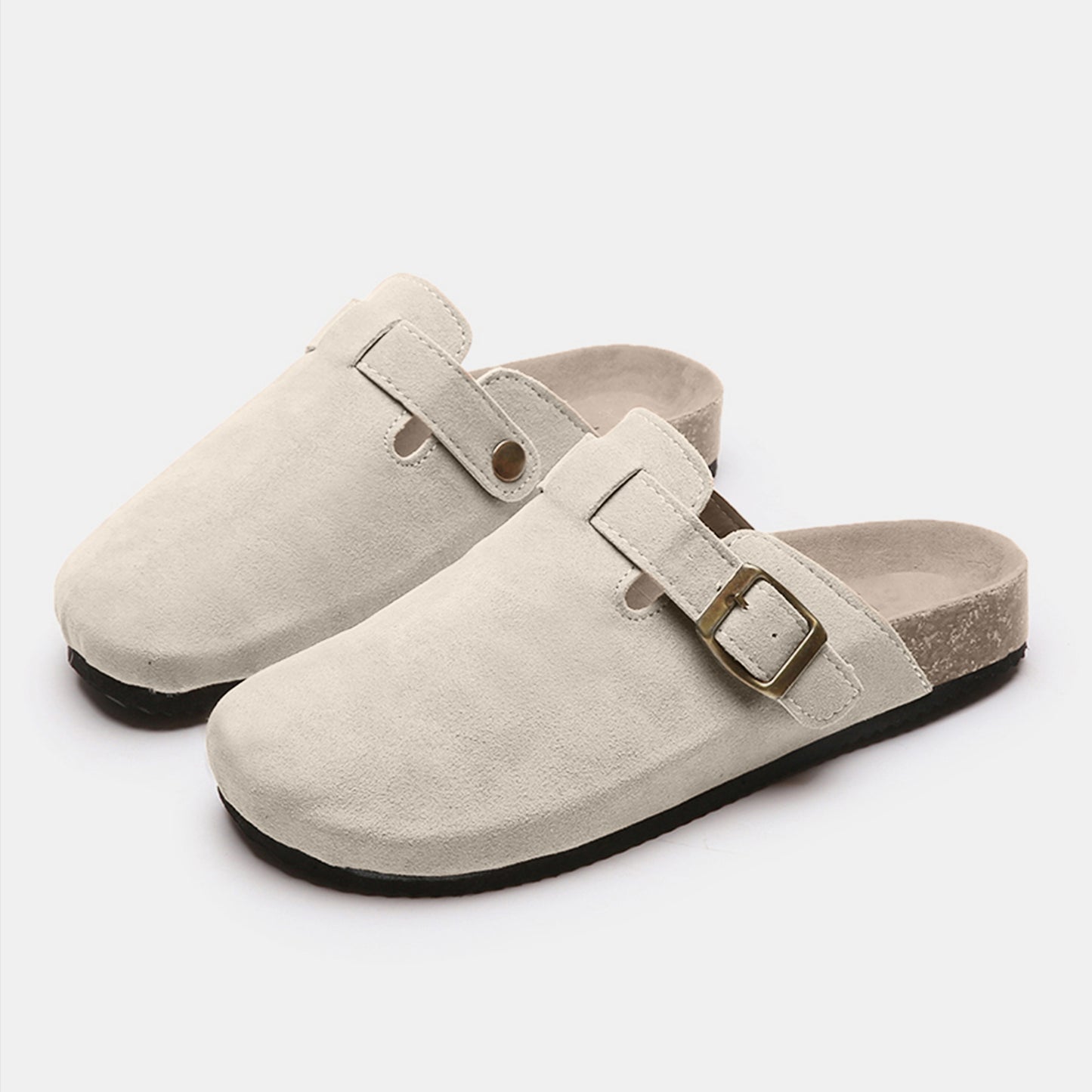 Suede Closed Toe Buckle Slide - The Ruffled Bull Boutique