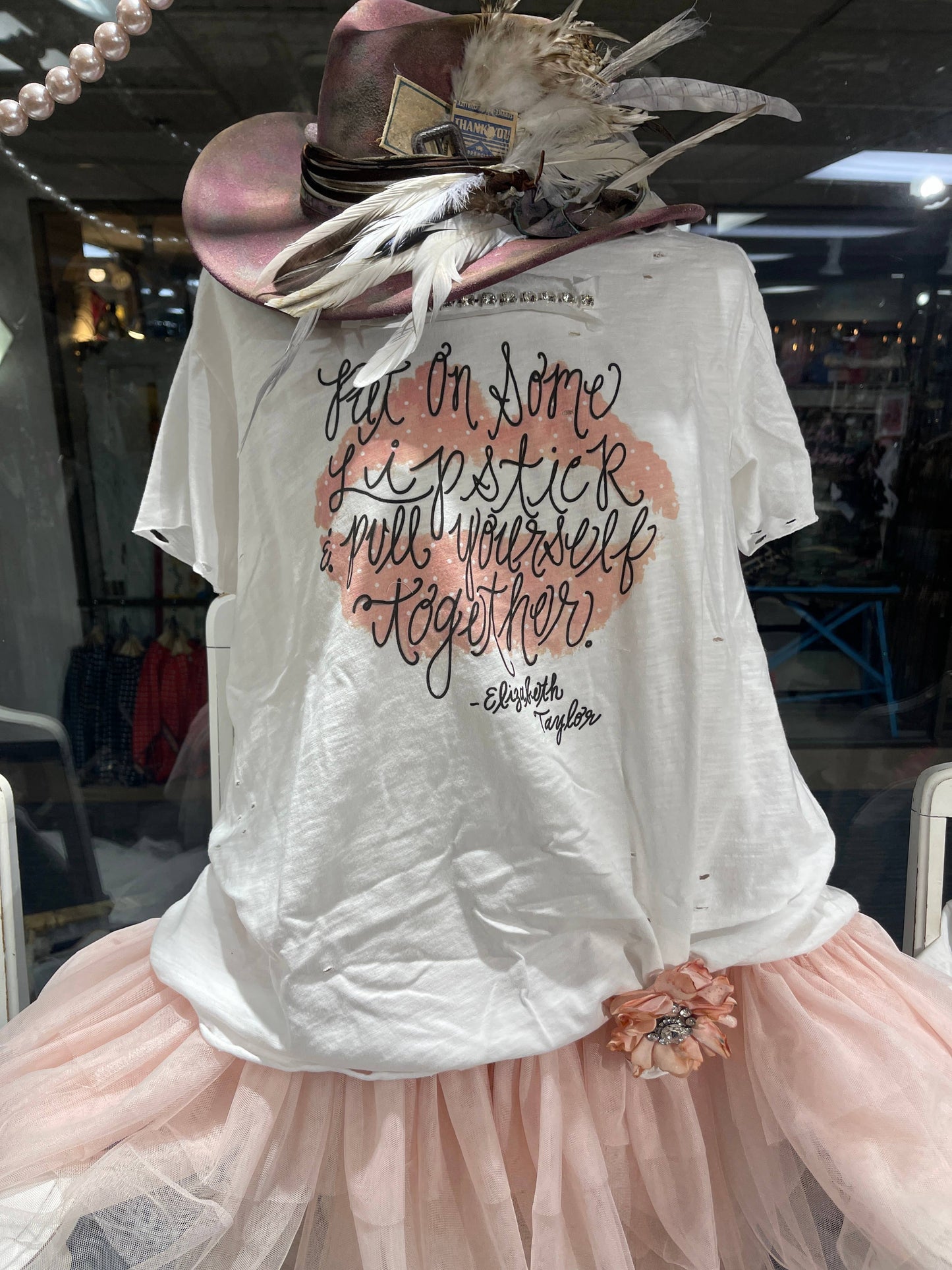Lipstick Tattered Shirt - The Ruffled Bull Boutique