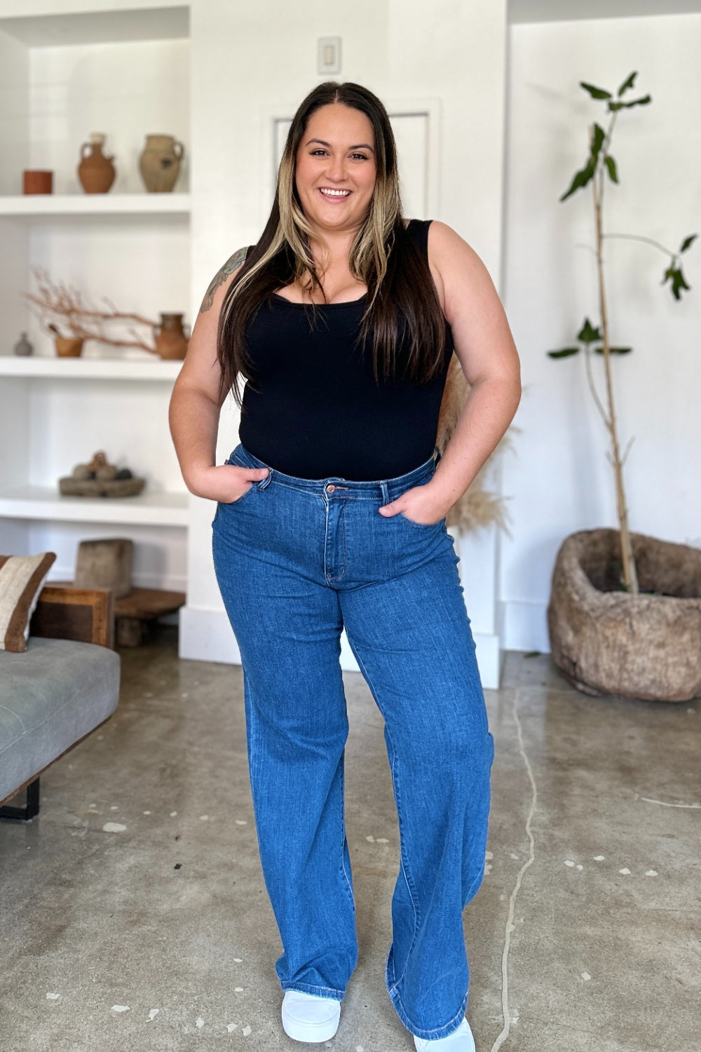Judy Blue Full Size High Rise Straight Jeans - The Ruffled Bull Boutique