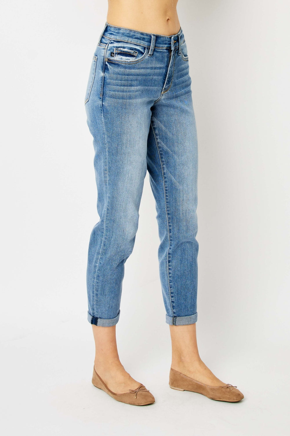 Judy Blue Full Size Cuffed Hem Slim Jeans - The Ruffled Bull Boutique