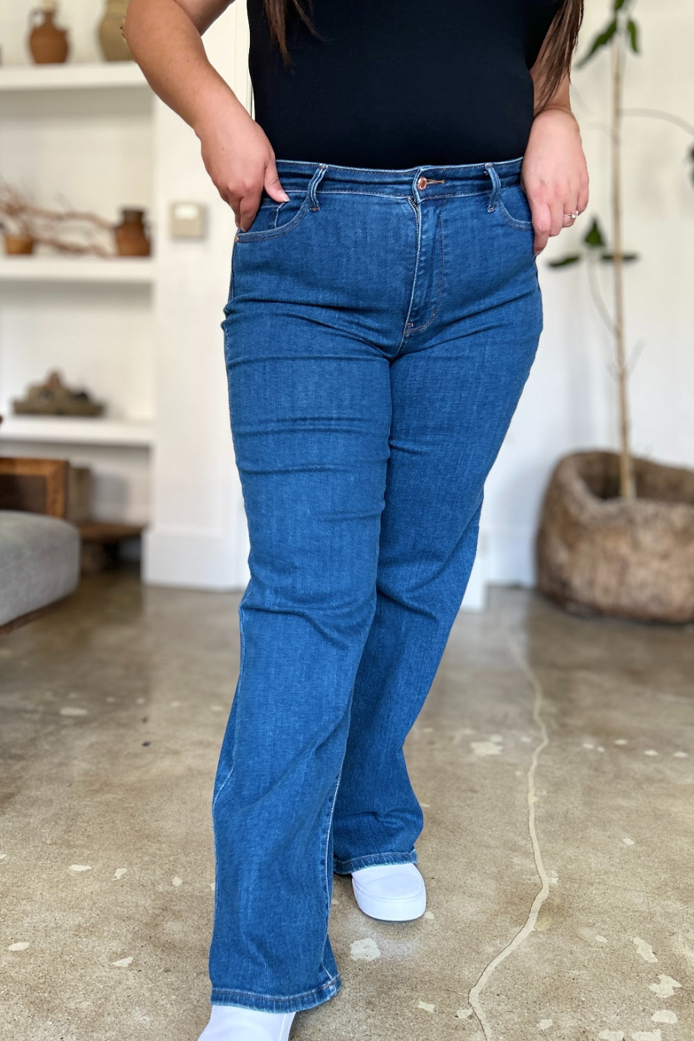 Judy Blue Full Size High Rise Straight Jeans - The Ruffled Bull Boutique