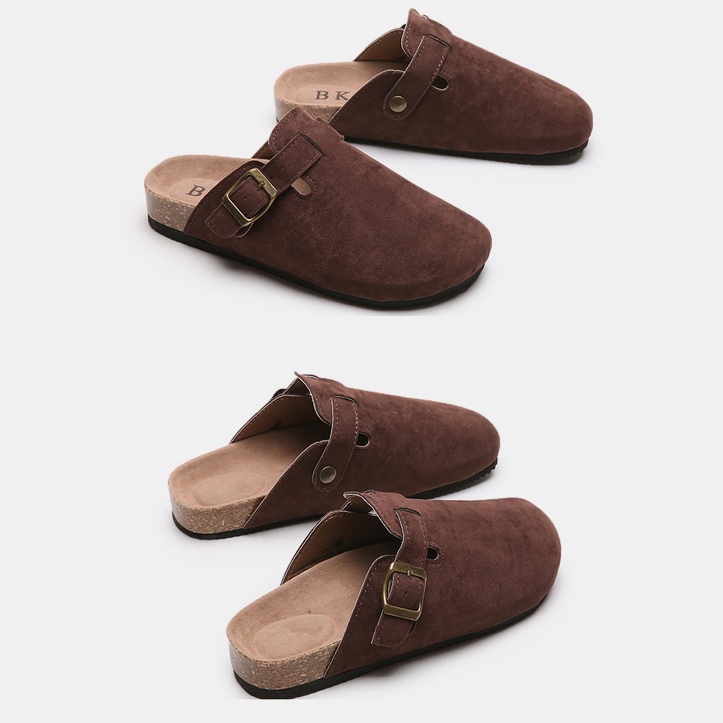Suede Closed Toe Buckle Slide - The Ruffled Bull Boutique