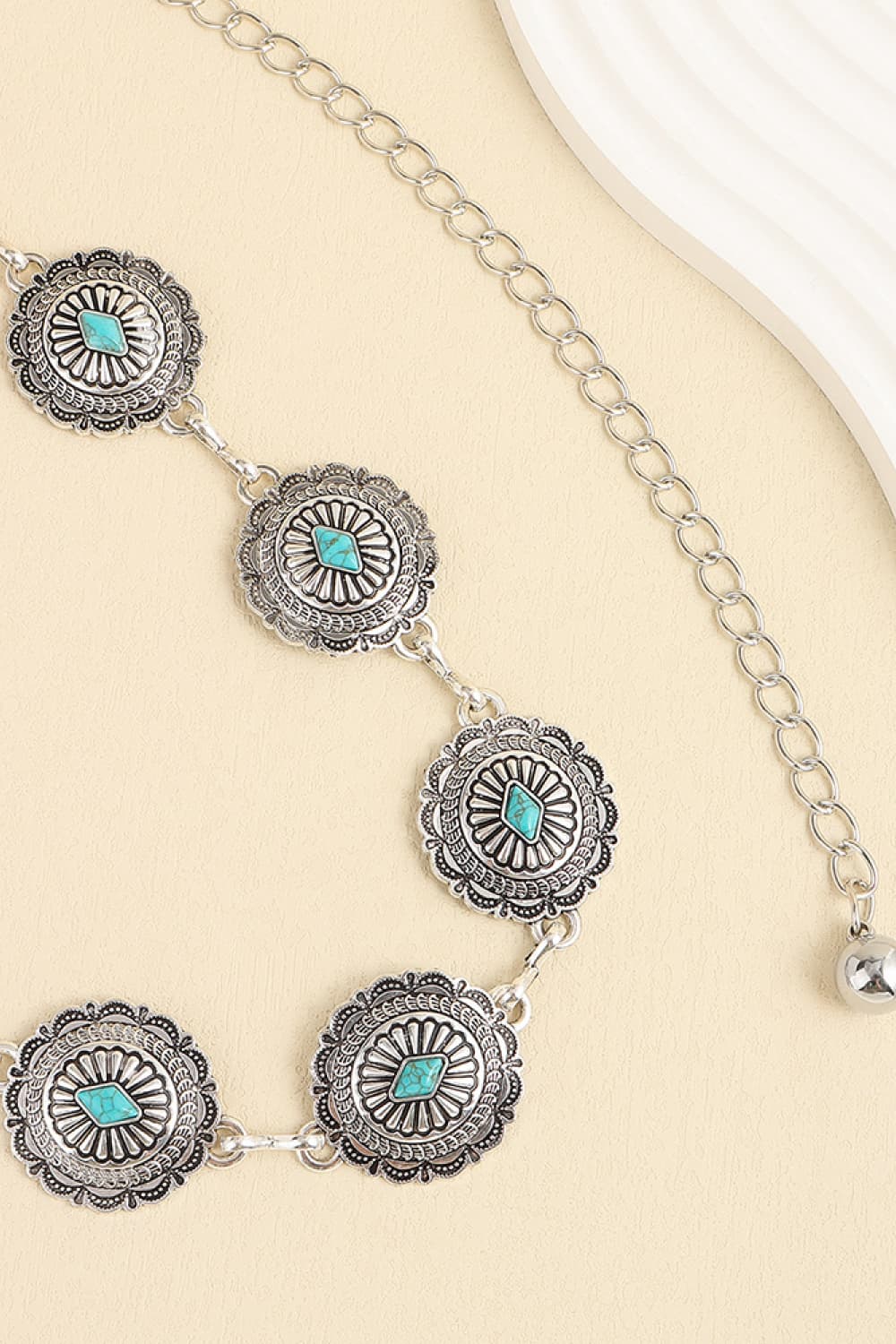 Vintage Turquoise Alloy Belt - The Ruffled Bull Boutique