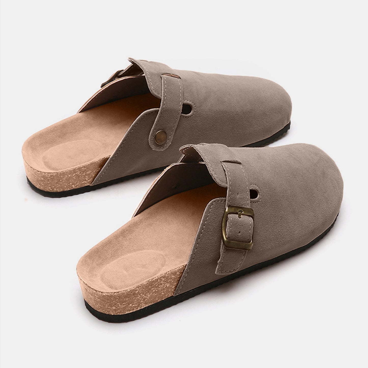 Suede Closed Toe Buckle Slide - The Ruffled Bull Boutique