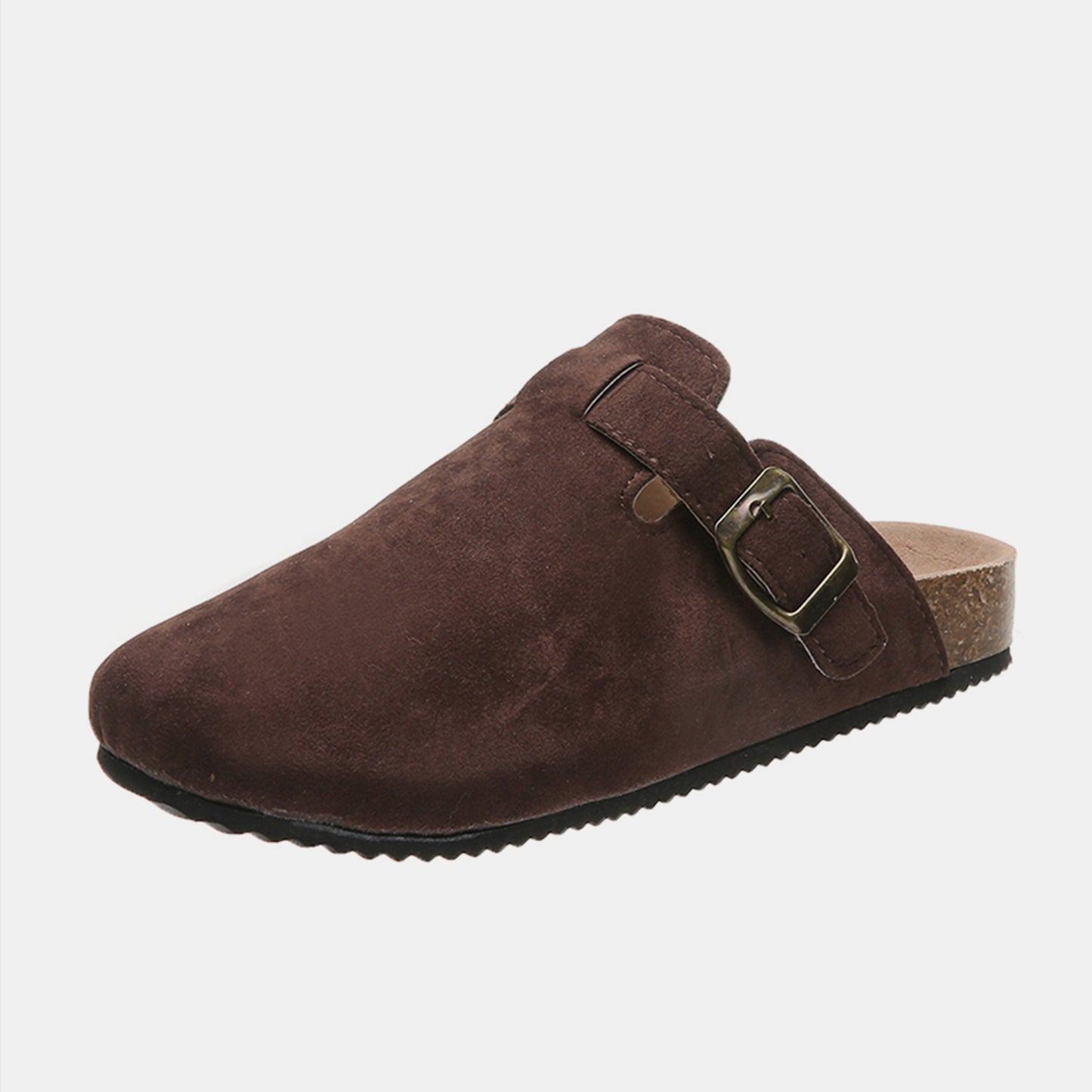 Suede Closed Toe Buckle Slide - The Ruffled Bull Boutique