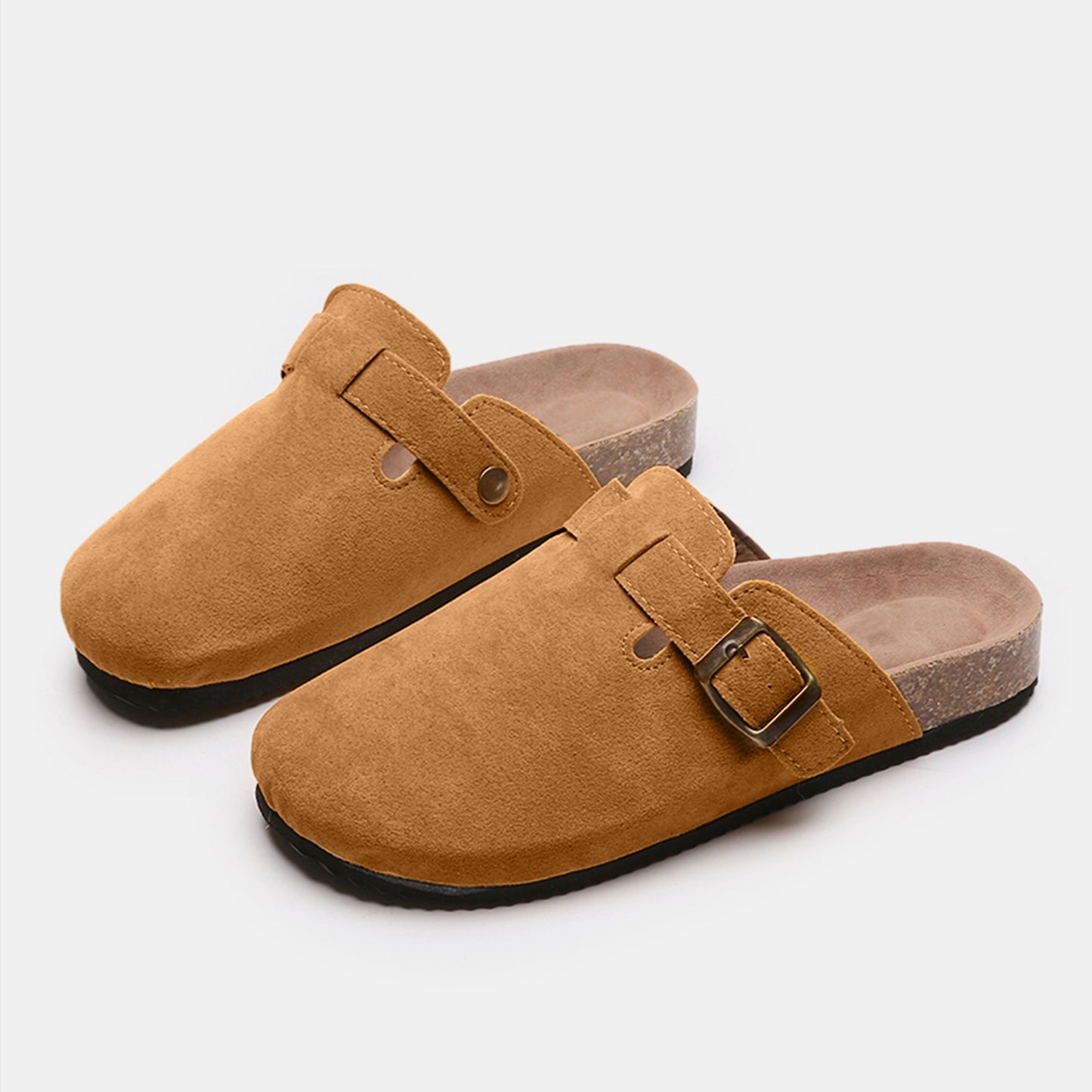 Suede Closed Toe Buckle Slide - The Ruffled Bull Boutique