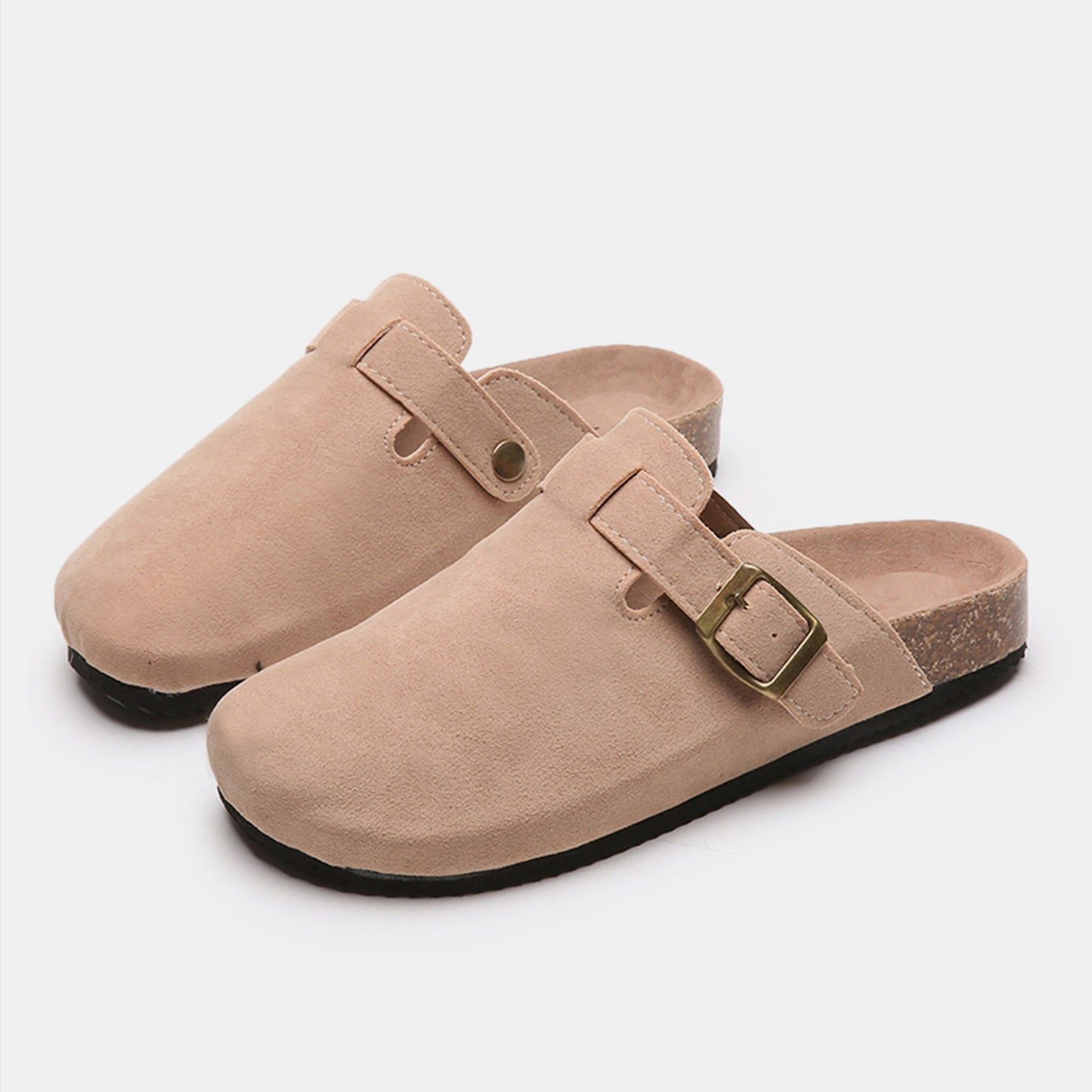 Suede Closed Toe Buckle Slide - The Ruffled Bull Boutique
