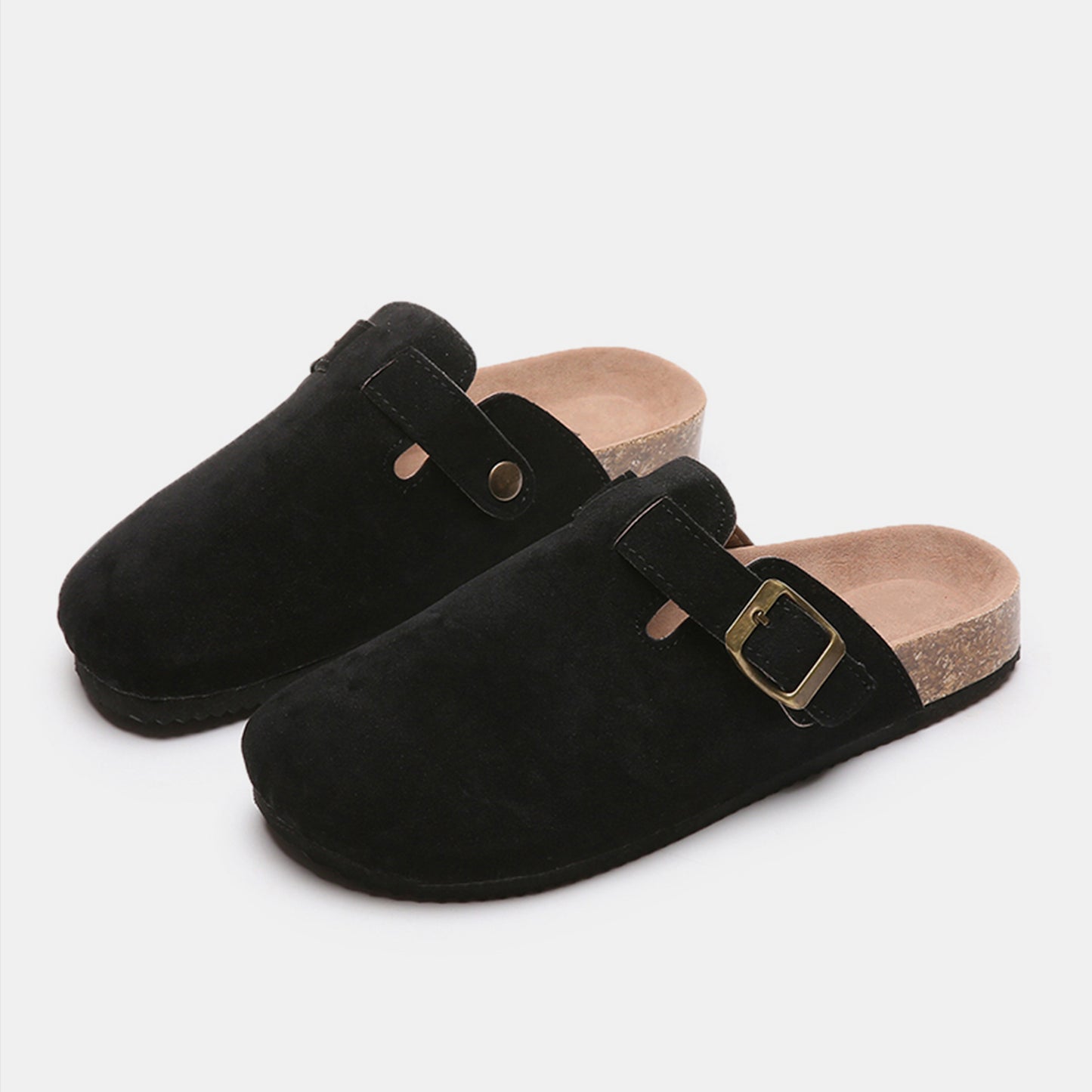 Suede Closed Toe Buckle Slide - The Ruffled Bull Boutique