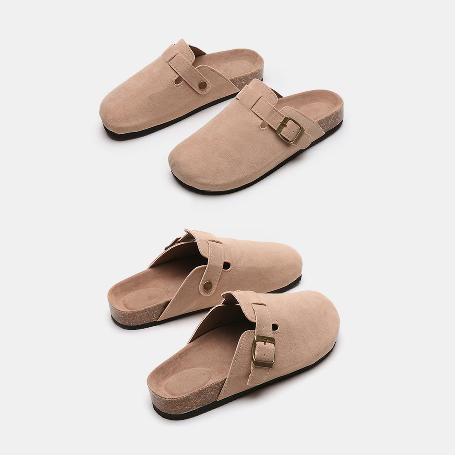 Suede Closed Toe Buckle Slide - The Ruffled Bull Boutique