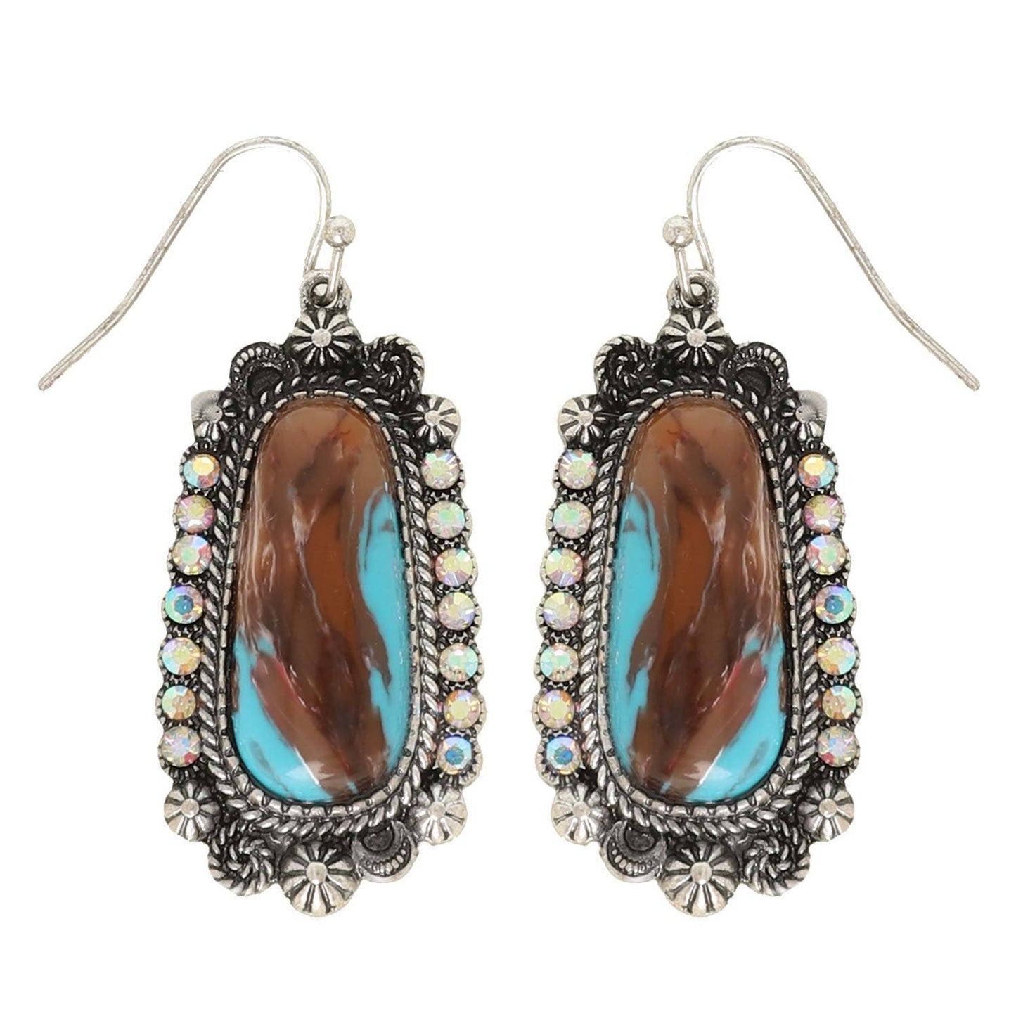 Western Trapezoid Turquoise Concho Drop Earrings - The Ruffled Bull Boutique
