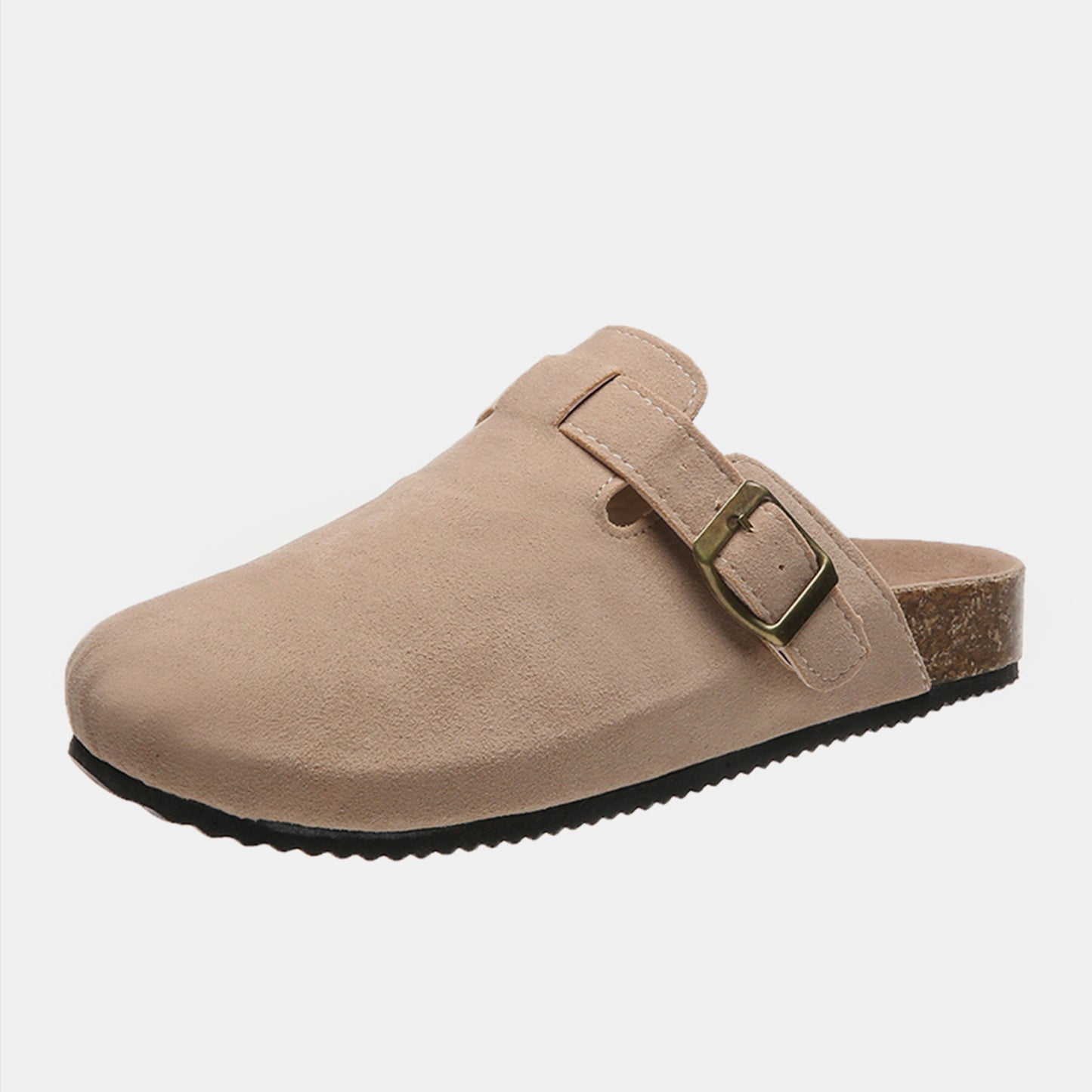 Suede Closed Toe Buckle Slide - The Ruffled Bull Boutique