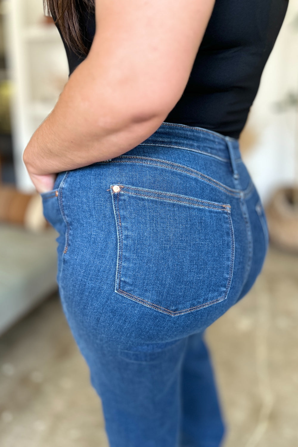 Judy Blue Full Size High Rise Straight Jeans - The Ruffled Bull Boutique