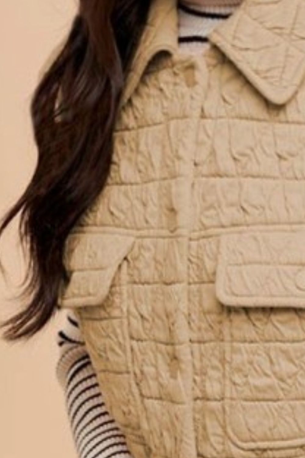 Annie Wear Texture Quilted Snap Down Vest Coat - The Ruffled Bull Boutique