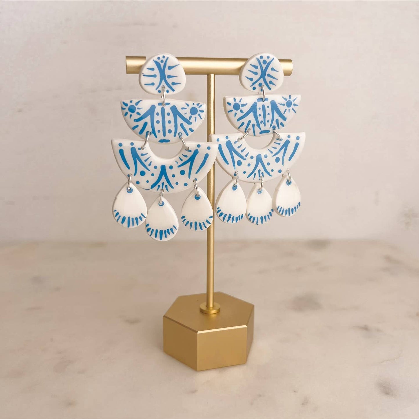 Summer Earrings | Greece | Blue | Handmade | Clay earrings - The Ruffled Bull Boutique