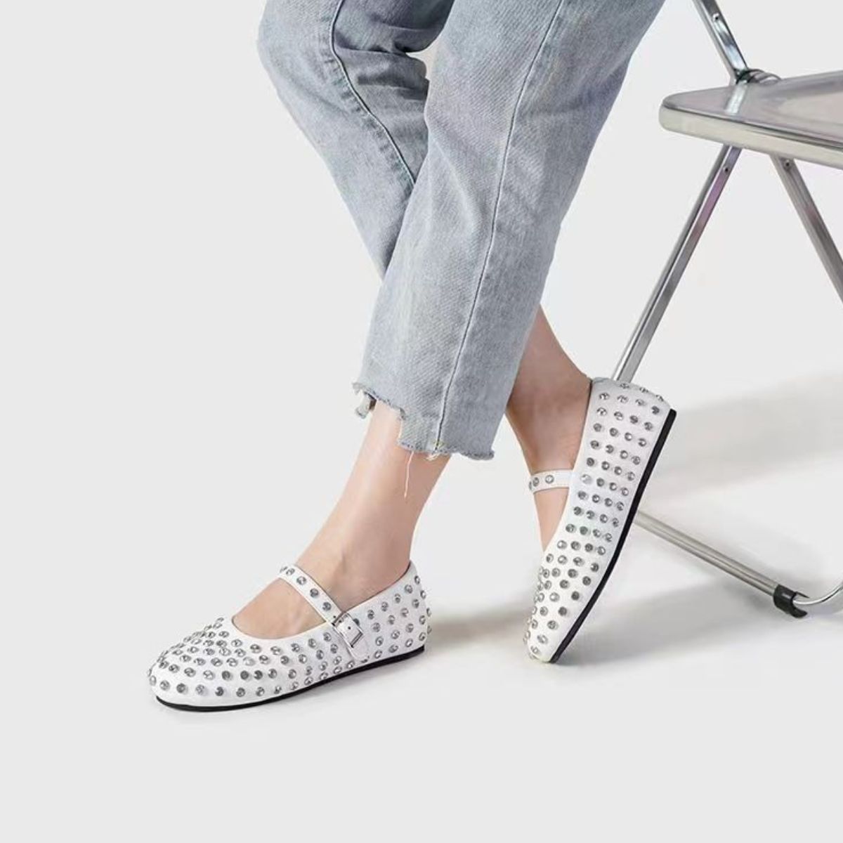 PU Leather Studded Flat Loafers - The Ruffled Bull Boutique