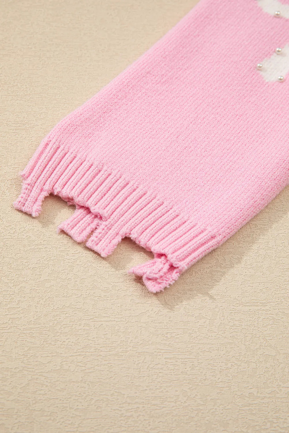 Pearl Detail Bow Round Neck Long Sleeve Sweater - The Ruffled Bull Boutique