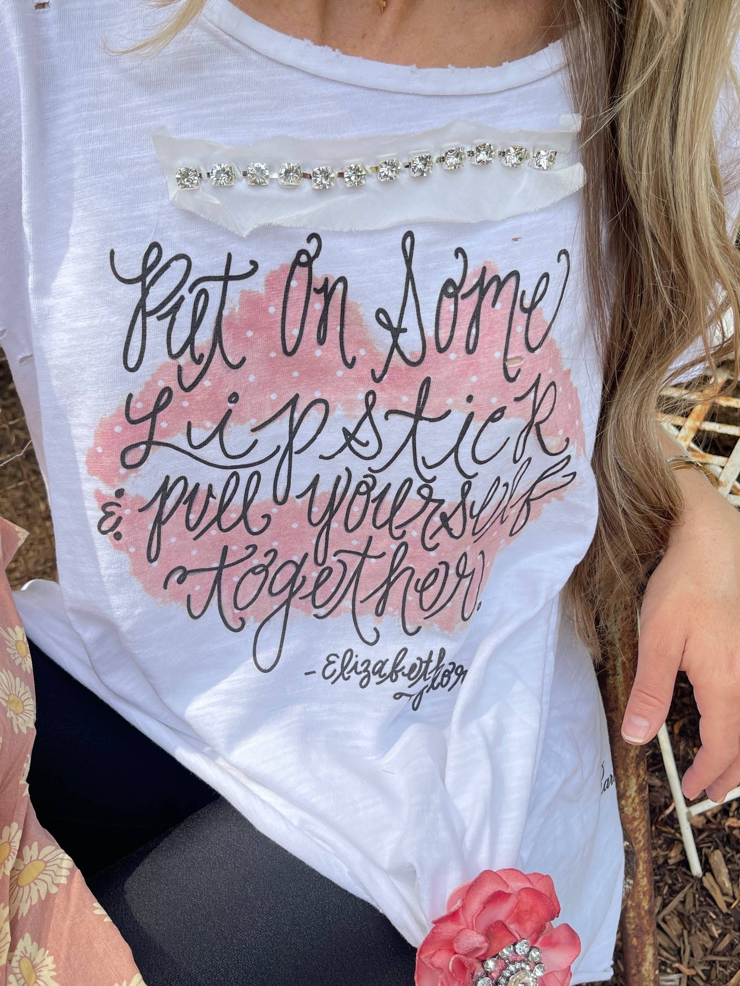 Lipstick Tattered Shirt - The Ruffled Bull Boutique
