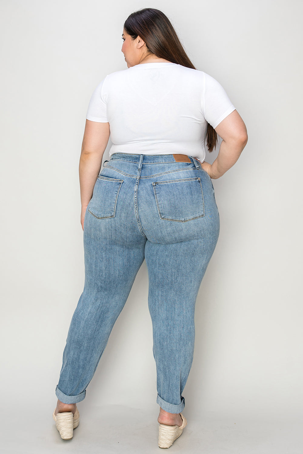 Judy Blue Full Size Cuffed Hem Slim Jeans - The Ruffled Bull Boutique