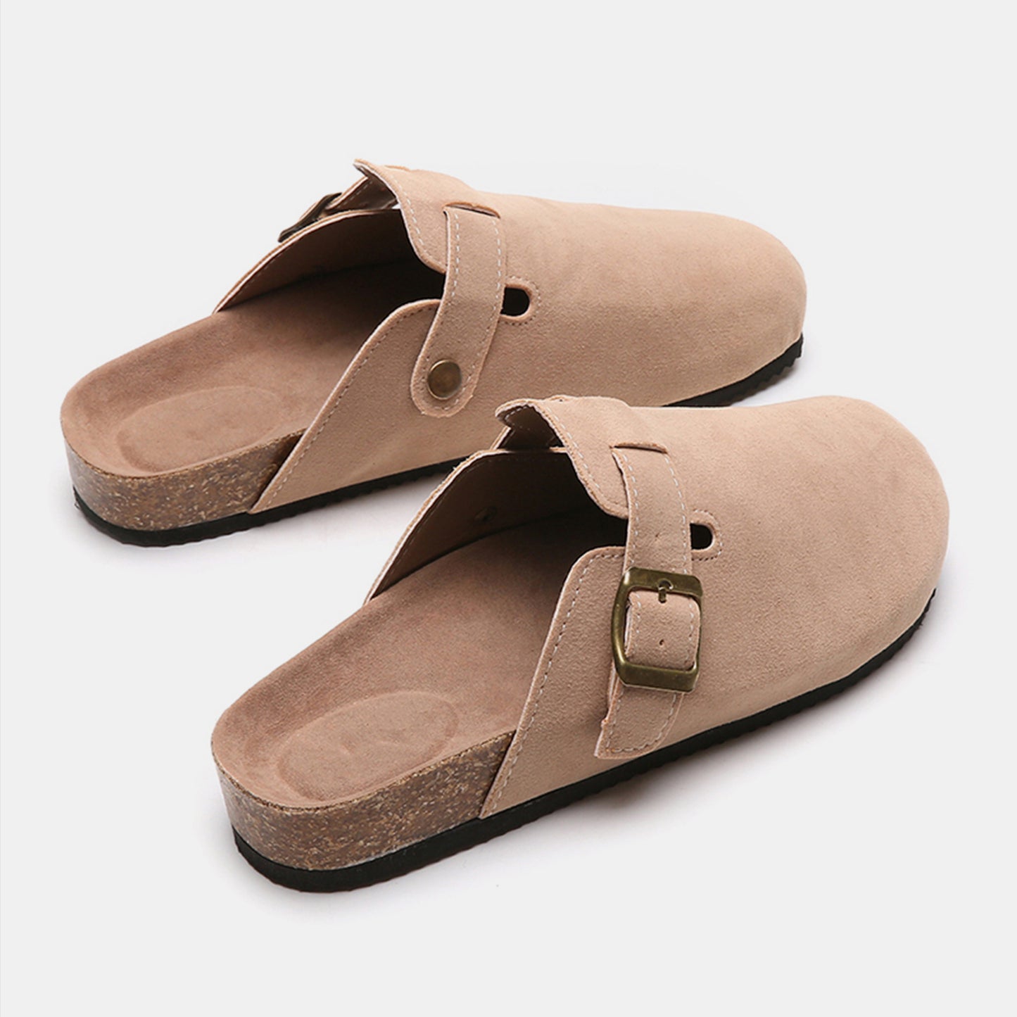 Suede Closed Toe Buckle Slide - The Ruffled Bull Boutique