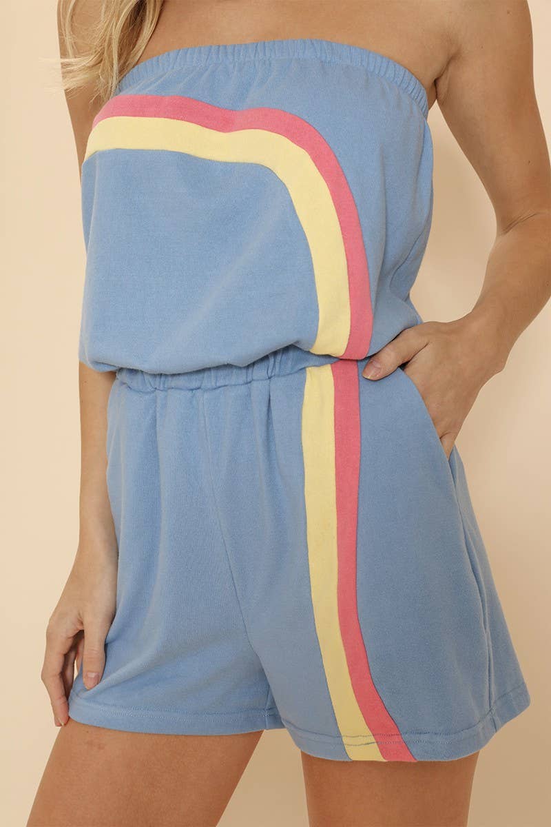 Terry retro stripe romper - The Ruffled Bull Boutique