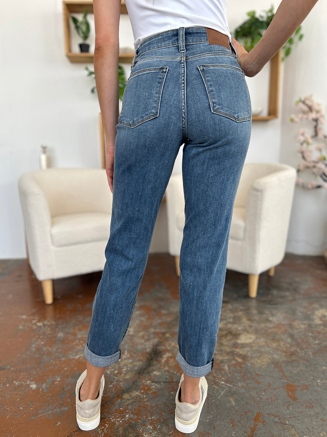 Judy Blue Full Size Cuffed Hem Slim Jeans - The Ruffled Bull Boutique