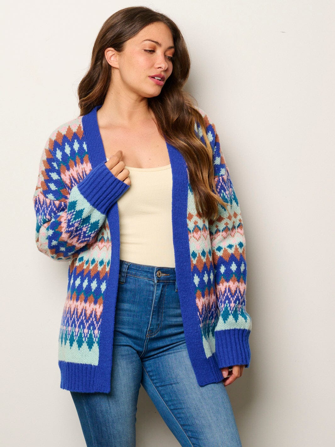 WOMEN'S LONG SLEEVE OPEN FRONT MULTI PRINT CARDIGAN SWEATER - The Ruffled Bull Boutique
