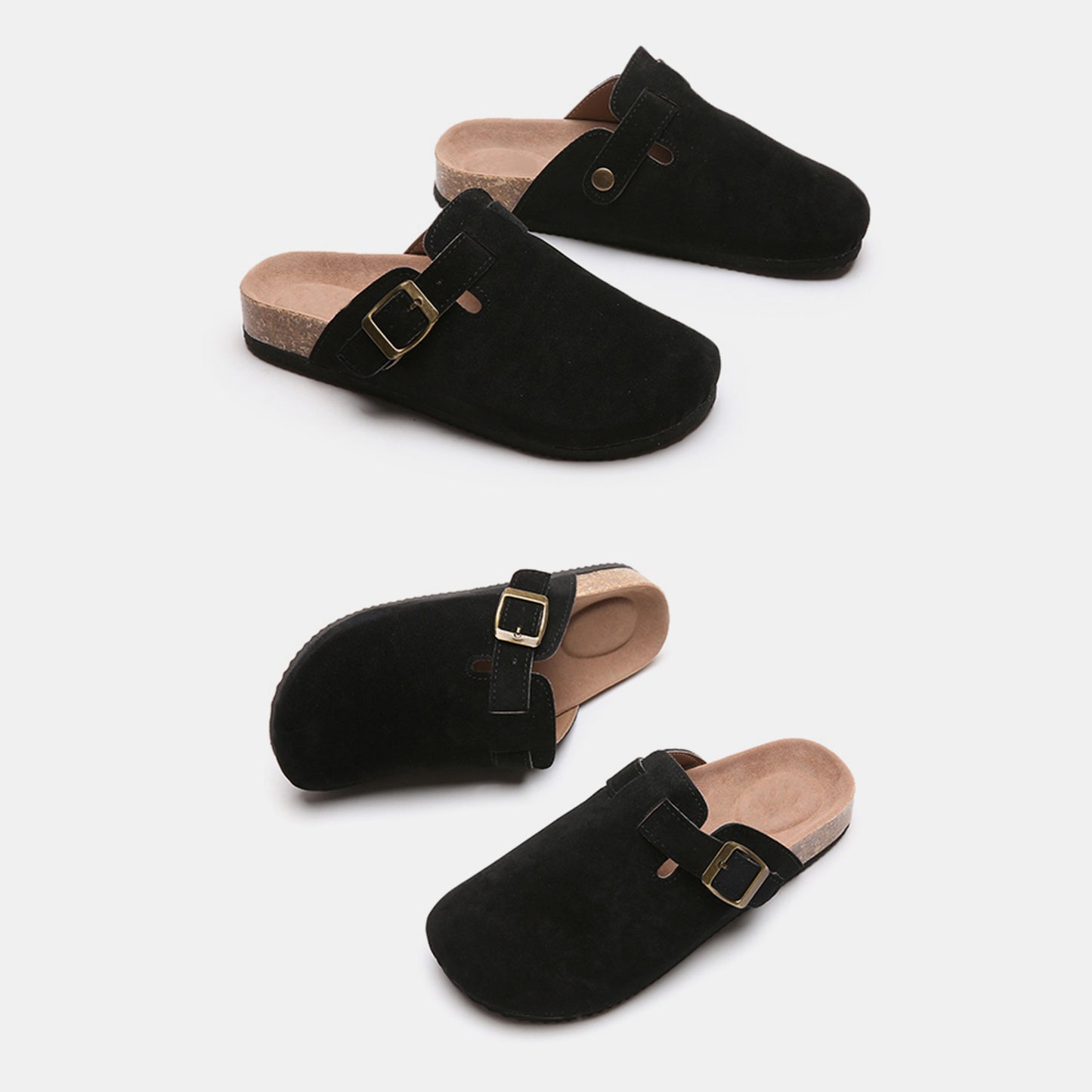 Suede Closed Toe Buckle Slide - The Ruffled Bull Boutique