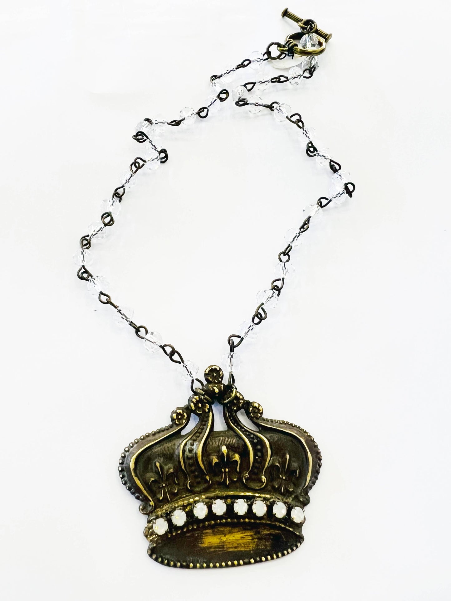 She Wears A Crown Necklace Beaded Chain - The Ruffled Bull Boutique