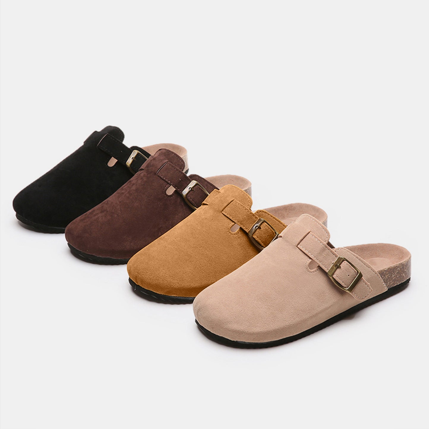 Suede Closed Toe Buckle Slide - The Ruffled Bull Boutique