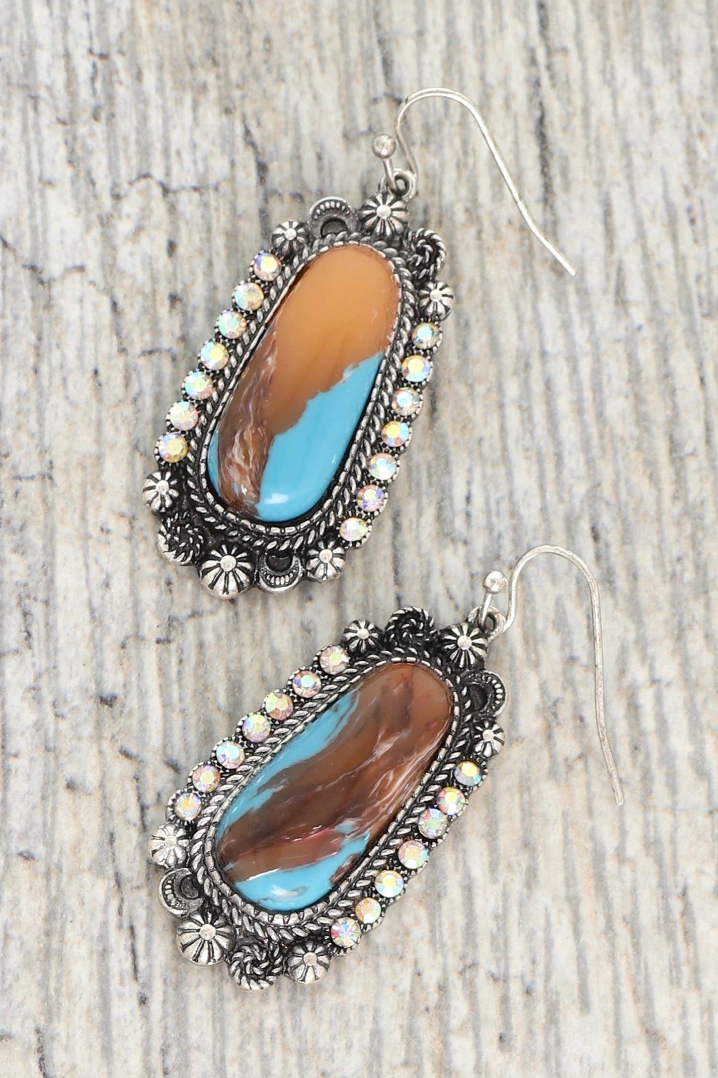 Western Trapezoid Turquoise Concho Drop Earrings - The Ruffled Bull Boutique