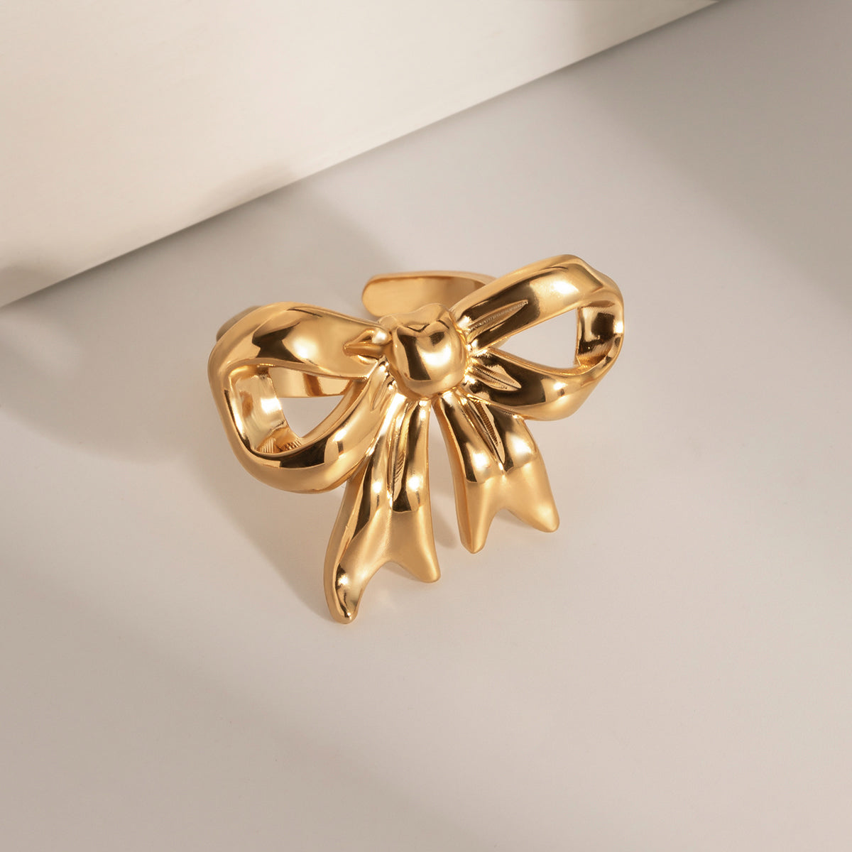 18K Gold-Plated Stainless Steel Bow Ring - The Ruffled Bull Boutique