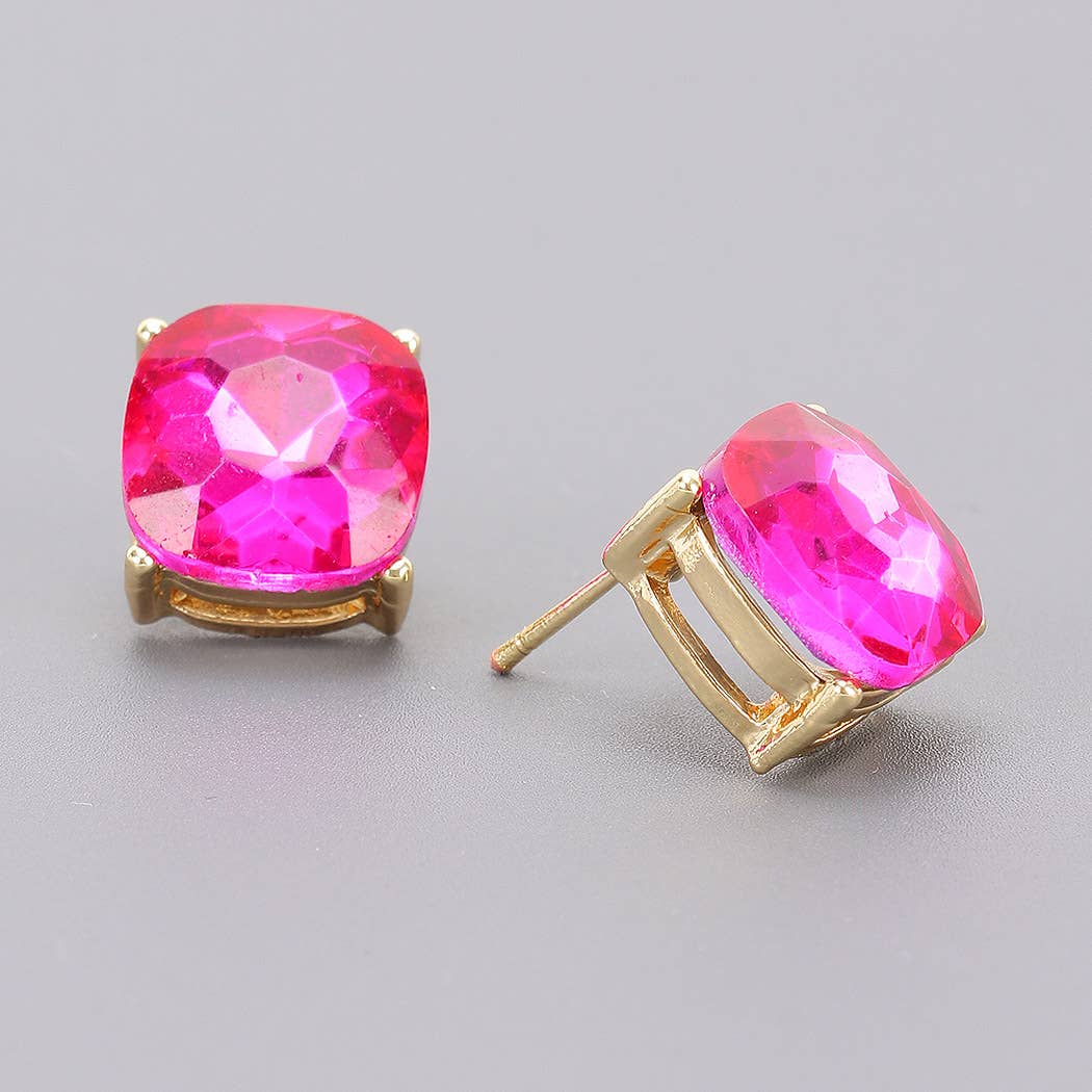 Square Crystal Stud Earrings - The Ruffled Bull Boutique