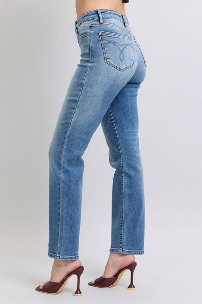 Judy Blue Full Size Run Vintage Wash Thermal Straight Jeans - The Ruffled Bull Boutique