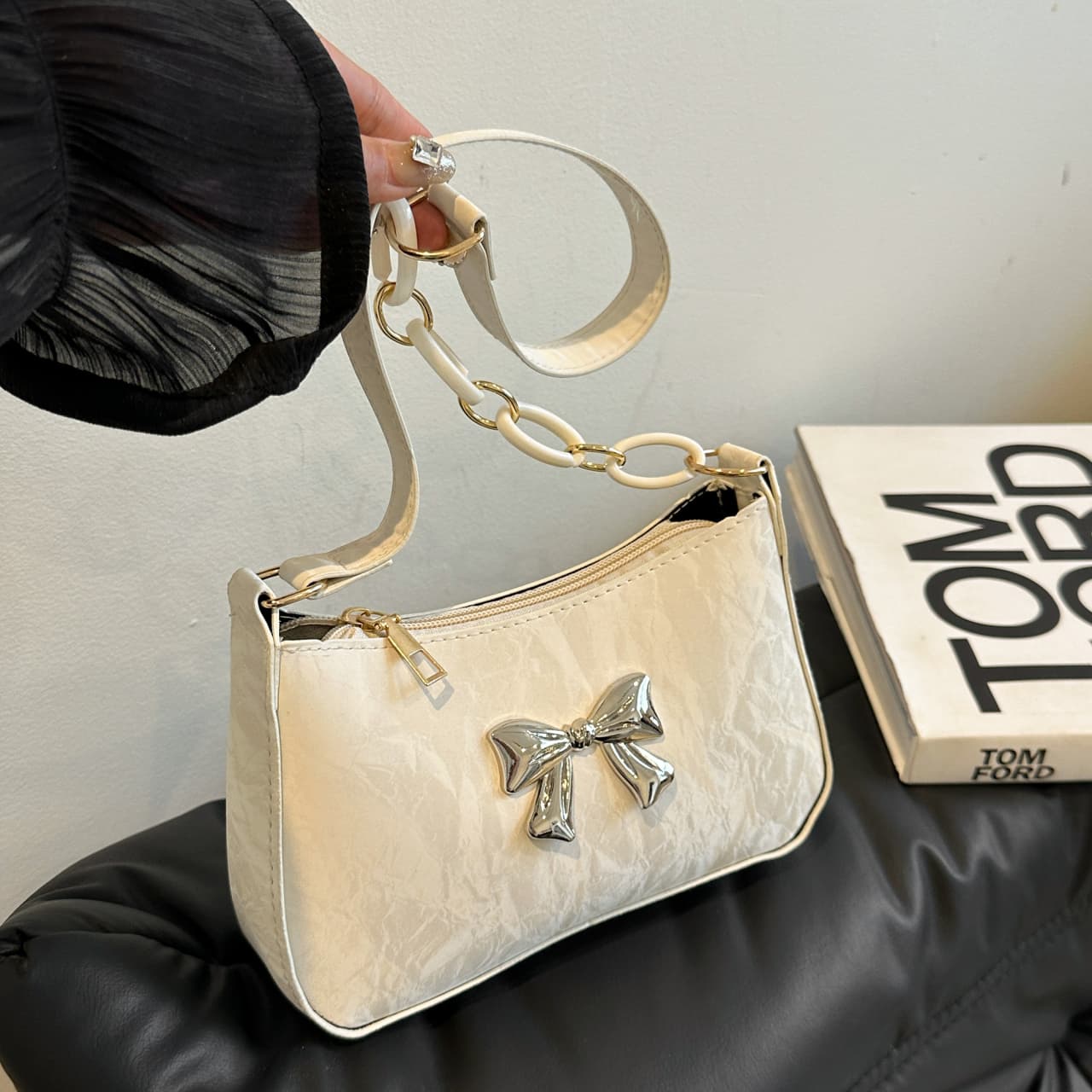 Bow PU Leather Shoulder Bag - The Ruffled Bull Boutique