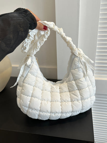 Bubble Texture Ruched Strap Quilted Shoulder Bag - The Ruffled Bull Boutique