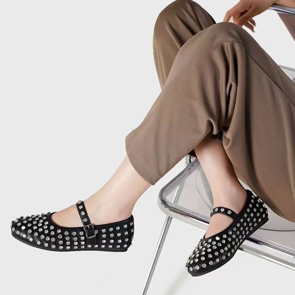 PU Leather Studded Flat Loafers - The Ruffled Bull Boutique