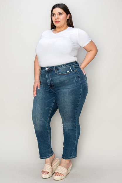 Judy Blue Full Size Tummy Control High Waist Slim Jeans - The Ruffled Bull Boutique