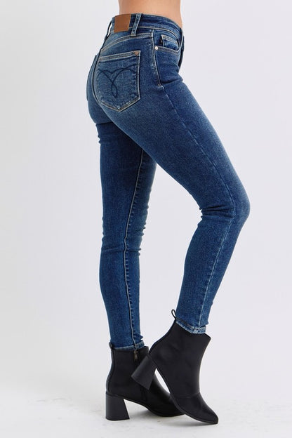 Judy Blue Full Size Run Mid-Rise Waist Skinny Jeans with Thermal Lining - The Ruffled Bull Boutique